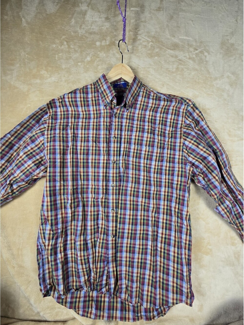 Pendleton Mens Long Sleeve Shirt L Plaid 100% Cotton Button Down
